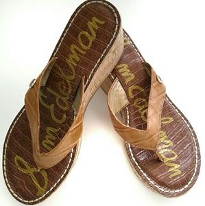 Sam Edelman Tan Romy Croc Wedge Sandals size 8.5
